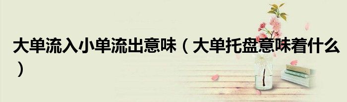 大单流入小单流出意味(大单托盘意味着什么)