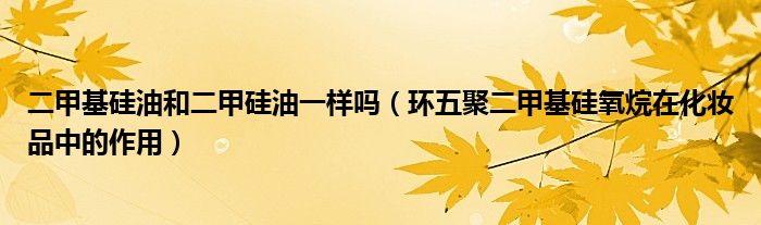 二甲基硅油和二甲硅油一样吗(环五聚二甲基硅氧烷在化妆品中的作用)
