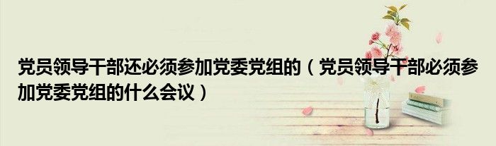 党员领导干部还必须参加党委党组的（党员领导干部必须参加党委党组的什么会议）