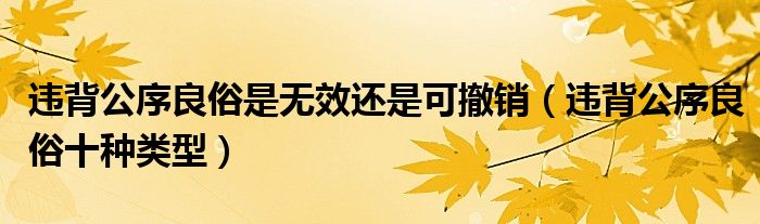违背公序良俗是无效还是可撤销(违背公序良俗十种类型)