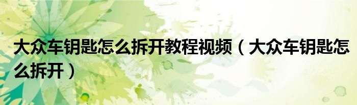 大众车钥匙怎么拆开教程视频(大众车钥匙怎么拆开)