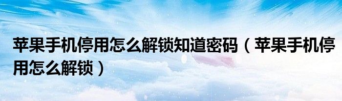 苹果手机停用怎么解锁知道密码(苹果手机停用怎么解锁)