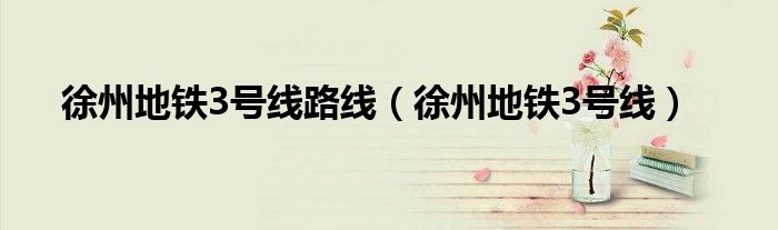 徐州地铁3号线路线(徐州地铁3号线)