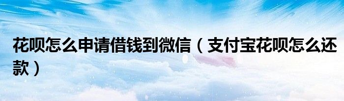 花呗怎么申请借钱到微信(支付宝花呗怎么还款)