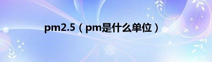 pm2.5(pm是什么单位)