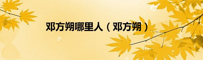邓方朔哪里人（邓方朔）