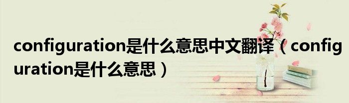 configuration是什么意思中文翻译(configuration是什么意思)