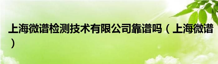 上海微谱检测技术有限公司靠谱吗（上海微谱）