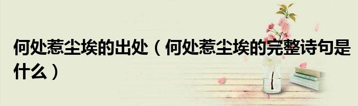 何处惹尘埃的出处(何处惹尘埃的完整诗句是什么)