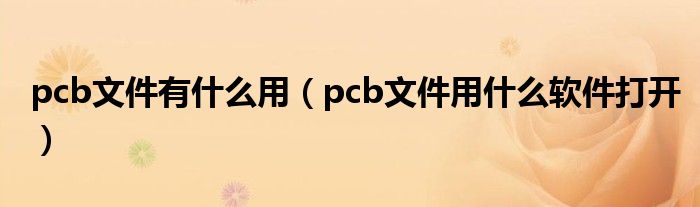 pcb文件有什么用(pcb文件用什么软件打开)