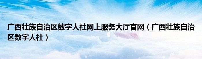 广西壮族自治区数字人社网上服务大厅官网(广西壮族自治区数字人社)