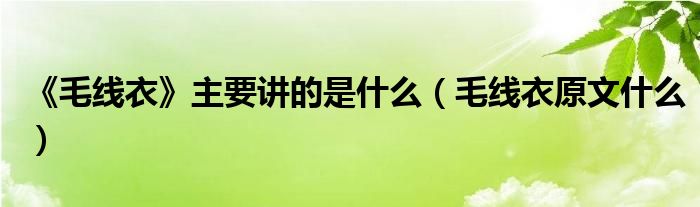 《毛线衣》主要讲的是什么(毛线衣原文什么)