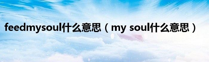 feedmysoul什么意思（my soul什么意思）