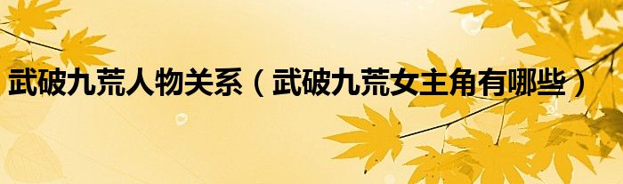 武破九荒人物关系(武破九荒女主角有哪些)
