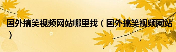 国外搞笑视频网站哪里找(国外搞笑视频网站)