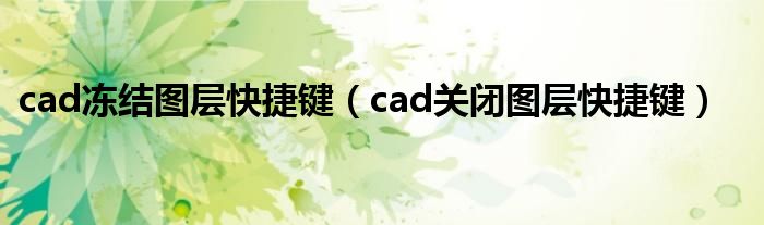 cad冻结图层快捷键(cad关闭图层快捷键)