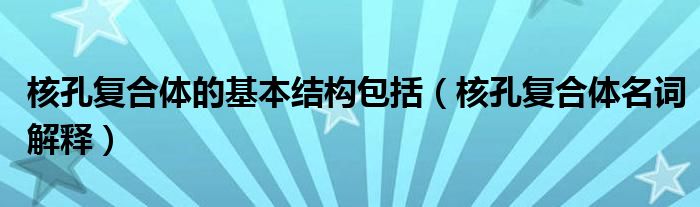 核孔复合体的基本结构包括(核孔复合体名词解释)