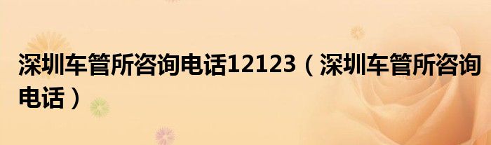 深圳车管所咨询电话12123（深圳车管所咨询电话）