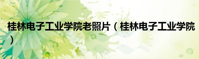 桂林电子工业学院老照片(桂林电子工业学院)