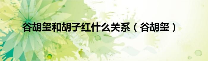 谷胡玺和胡子红什么关系(谷胡玺)