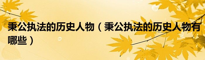 秉公执法的历史人物（秉公执法的历史人物有哪些）