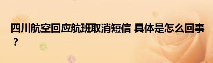 四川航空回应航班取消短信 具体是怎么回事?