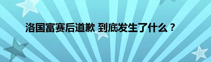 洛国富赛后道歉 到底发生了什么?