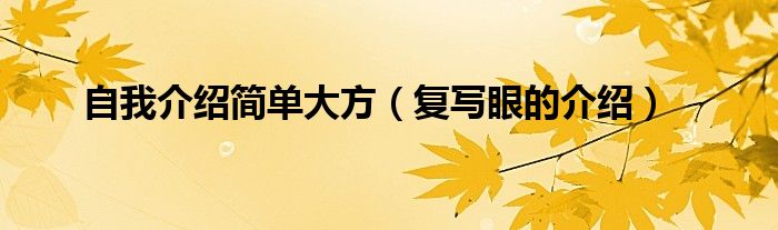 自我介绍简单大方（复写眼的介绍）