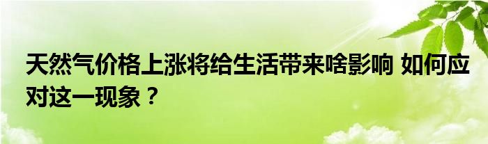 天然气价格上涨将给生活带来啥影响 如何应对这一现象?