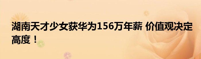湖南天才少女获华为156万年薪 价值观决定高度!