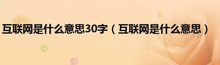 互联网是什么意思30字(互联网是什么意思)