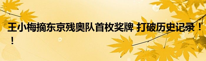 王小梅摘东京残奥队首枚奖牌 打破历史记录!!