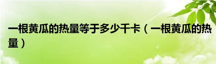 一根黄瓜的热量等于多少千卡(一根黄瓜的热量)