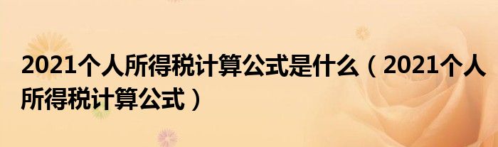 2021个人所得税计算公式是什么（2021个人所得税计算公式）