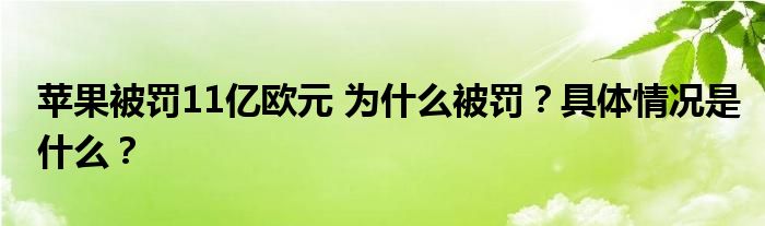 苹果被罚11亿欧元 为什么被罚?具体情况是什么?