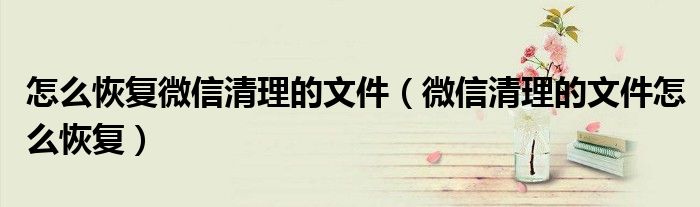 怎么恢复微信清理的文件(微信清理的文件怎么恢复)