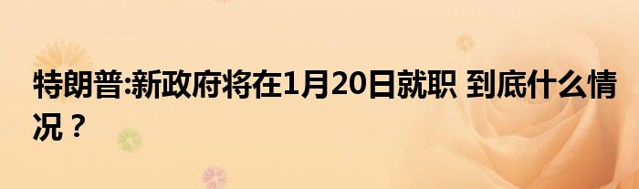 特朗普:新政府将在1月20日就职 到底什么情况?