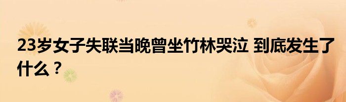 23岁女子失联当晚曾坐竹林哭泣 到底发生了什么?