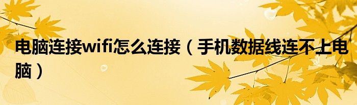 电脑连接wifi怎么连接(手机数据线连不上电脑)
