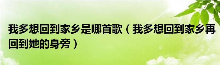 我多想回到家乡是哪首歌（我多想回到家乡再回到她的身旁）