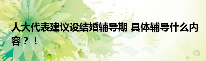 人大代表建议设结婚辅导期 具体辅导什么内容?!