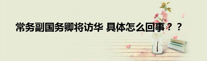 常务副国务卿将访华 具体怎么回事？？