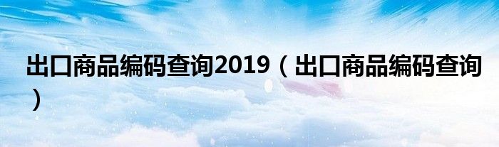 出口商品编码查询2019（出口商品编码查询）