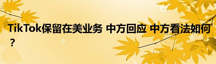 TikTok保留在美业务 中方回应 中方看法如何?