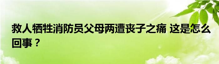 救人牺牲消防员父母两遭丧子之痛 这是怎么回事?
