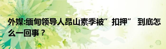 外媒:缅甸领导人昂山素季被”扣押” 到底怎么一回事?