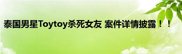泰国男星Toytoy杀死女友 案件详情披露!!