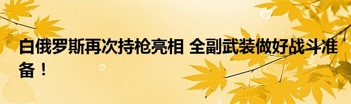 白俄罗斯再次持枪亮相 全副武装做好战斗准备!