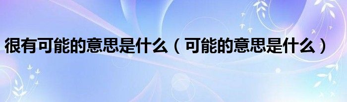 很有可能的意思是什么(可能的意思是什么)