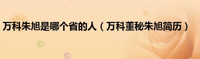 万科朱旭是哪个省的人(万科董秘朱旭简历)